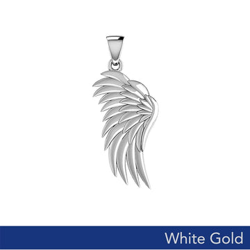 Angel Wing Solid White Gold Pendant WPD5762 - Jewelry